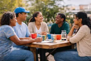 Joyful gathering in the park
